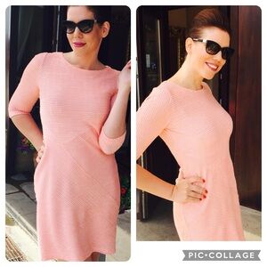 Apanage salmon pink 3/4 sleeve ribbed dress 38 8